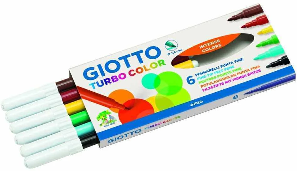 Flomasteriai Fila Giotto Turbo Color, 6 spalvos