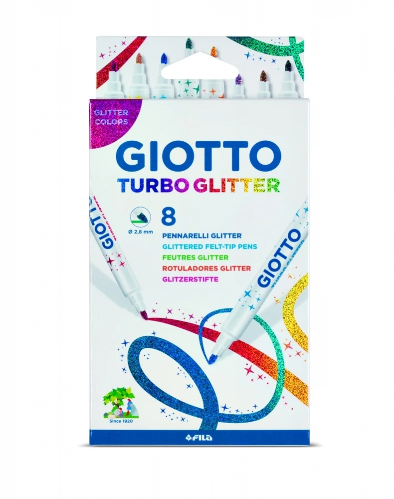 Flomasteriai Fila Giotto Turbo Glitter, 8 sp.