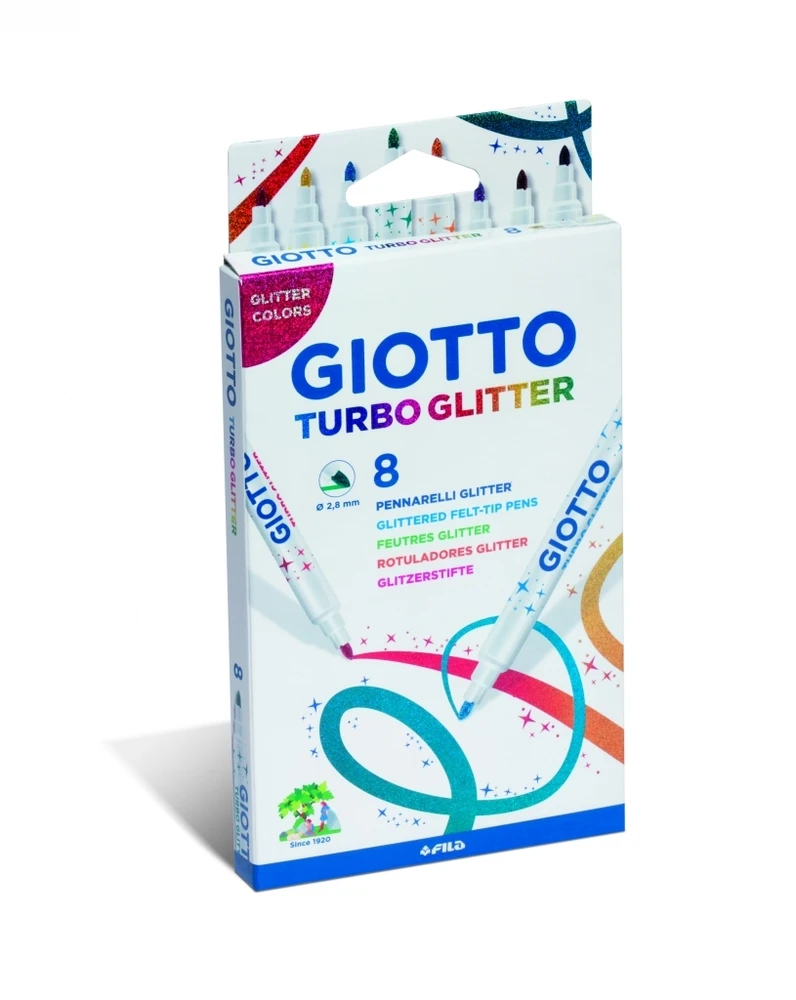 Flomasteriai Fila Giotto Turbo Glitter, 8 sp.