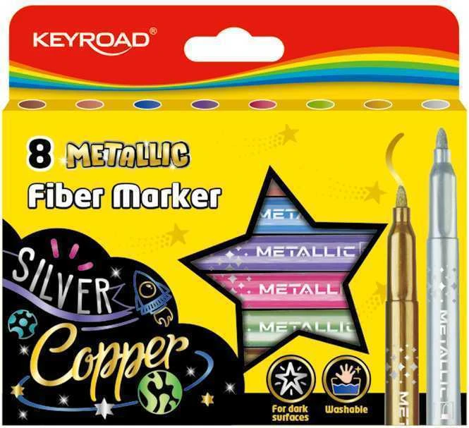 Flomasteriai Keyroad, 8 metalizuotos spalvos
