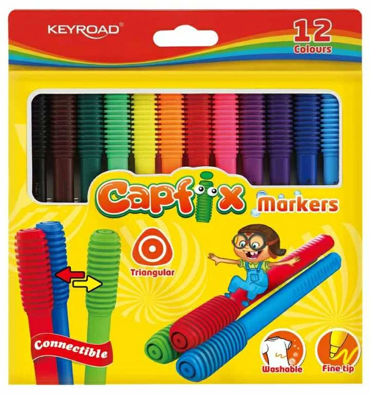 Flomasteriai Keyroad Capfix, 12 spalvų