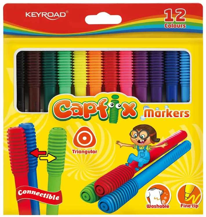 Flomasteriai Keyroad Capfix, 12 spalvų