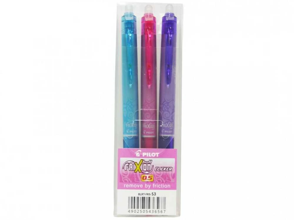Pilot Pen Geliniai rašikliai, Pilot Frixion Clicker, 0,7mm, su trintuku, 3 spalvų