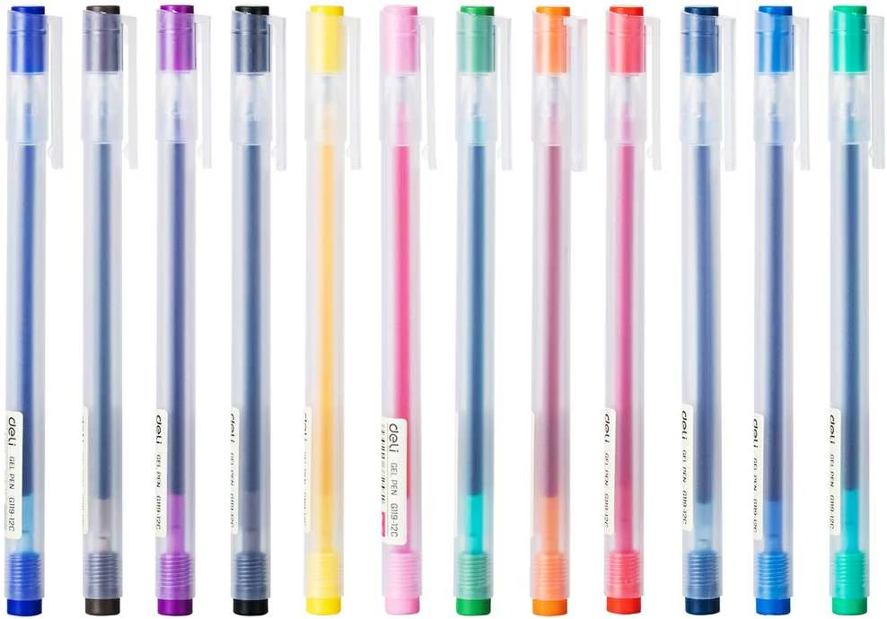 Geliniai rašikliai DELI Delight 0.5mm, 12 spalvų
