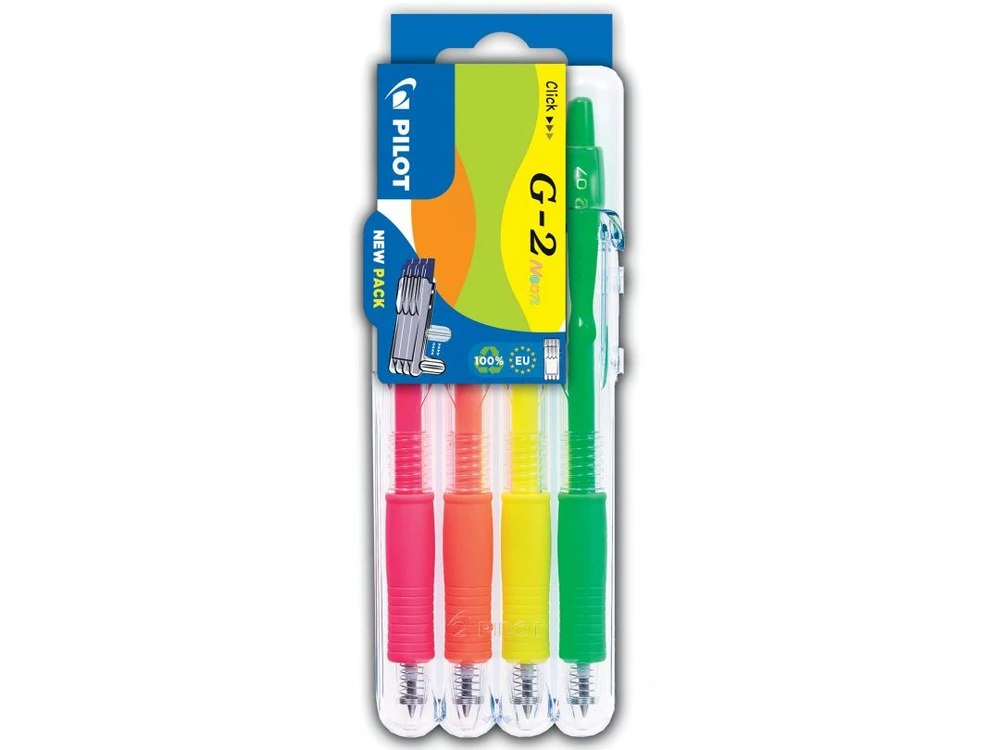 Pilot Pen Geliniai tušinukai Pilot G-2 Set2Go 0.5 Neon, 4vnt/pak, įvairių spalvų