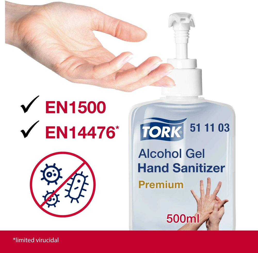 Gelinis rankų dezinfekantas TORK su pompa, 511103, 500 ml