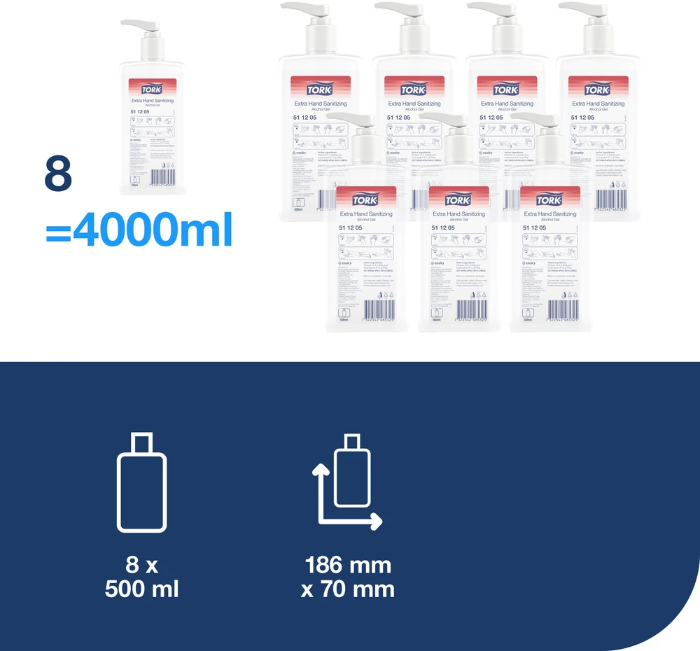 Gelinis rankų dezinfekantas Tork Extra, (511205), 500ml