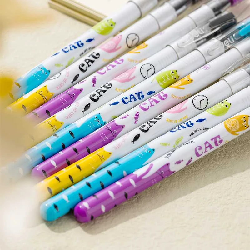 Gelinis rašiklis DELI Cat 0.5 mm, mėlynos spalvos