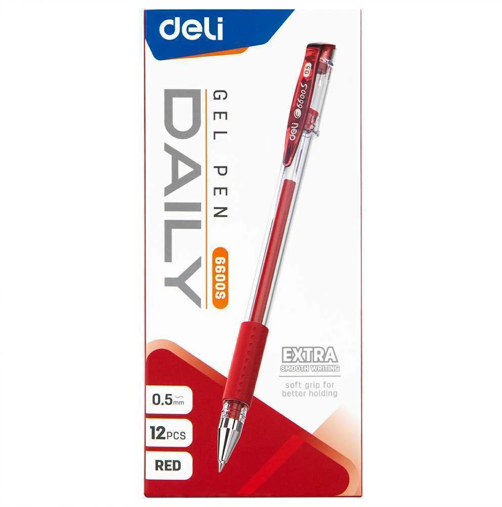 Gelinis rašiklis DELI Daily 0.5mm raudonas