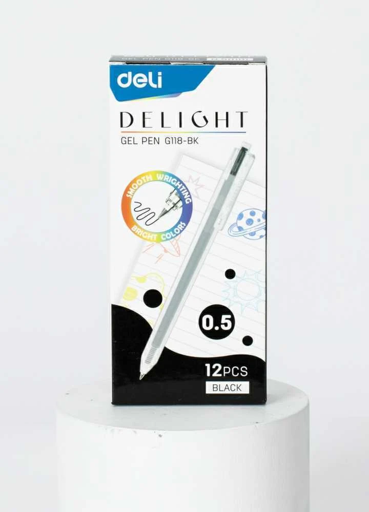 Gelinis rašiklis Deli Delight 0.5 mm, juodos spalvos
