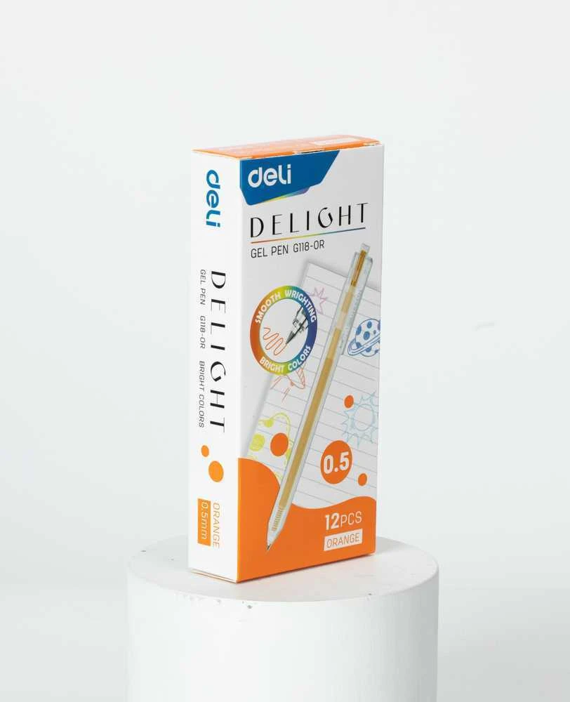 Gelinis rašiklis Deli Delight, 0,5 mm, oranžinės spalvos