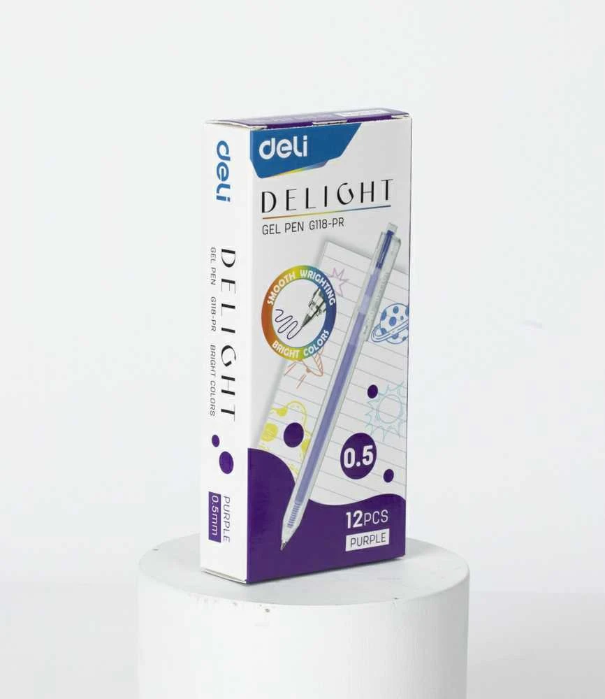 Gelinis rašiklis Deli Delight, 0,5 mm, violetinės spalvos