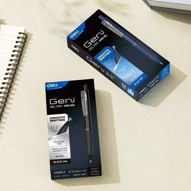 Gelinis rašiklis DELI Geni 0.7mm, mėlynos spalvos