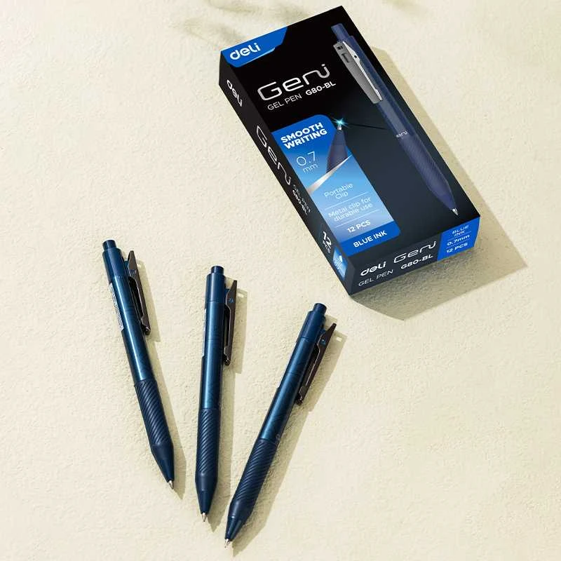 Gelinis rašiklis DELI Geni 0.7mm, mėlynos spalvos