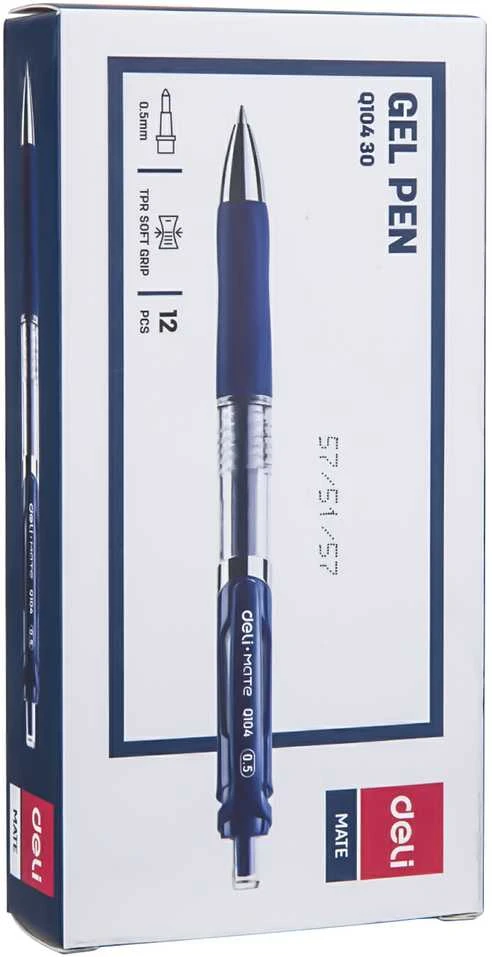 Gelinis rašiklis Deli Q10430, 0.5 mm mėlynos spalvos