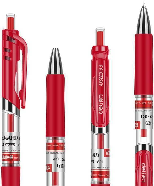 Gelinis rašiklis Deli S01 0.5mm raudonas