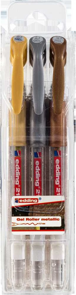 Gelinių rašiklių rinkinys Edding 2185, 0.7mm, 3 vnt