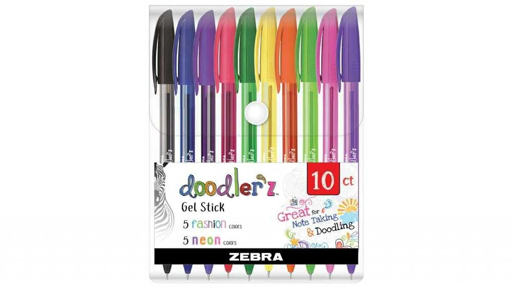 *Gelinių rašiklių rinkinys Zebra Doodlerz, 10vnt,neoninių spalvų