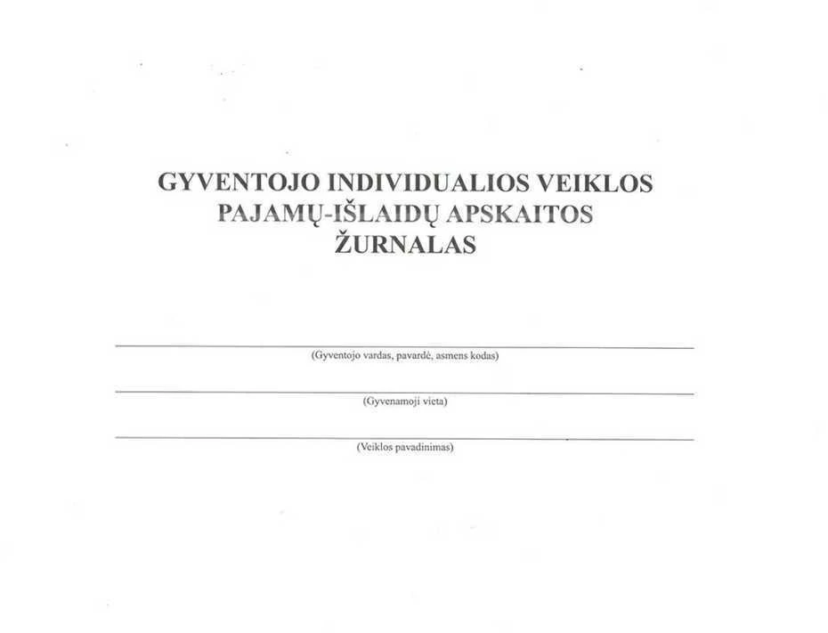 Gyventojo individualios veiklos pajamų-išlaidų apskaitos žurnalas, A4, 24 lapai
