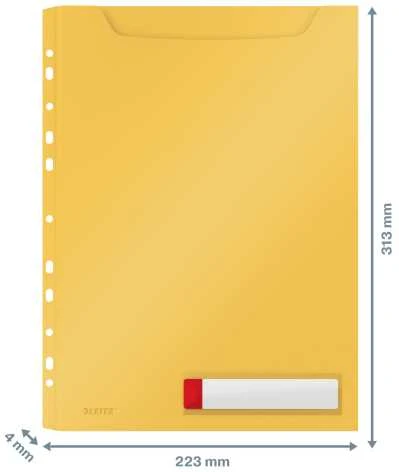Įmautė dokumentams Leitz Cosy Privacy su praplatėjimu ir perforacija, A4, šiltai geltonos spalvos.