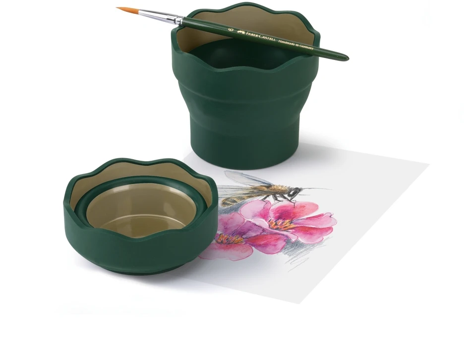 Indelis teptukams skalauti Faber-Castell Click and Go Art Graphic, tamsiai žalios spalvos
