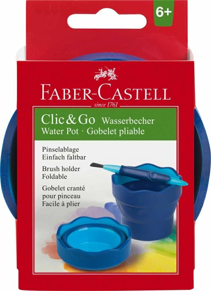Indelis teptukams skalauti Faber-Castell Click and Go, mėlynos spalvos