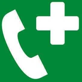 Informacinis lipdukas Charlot, 85x85mm, AVARINIS TELEFONAS, žalias