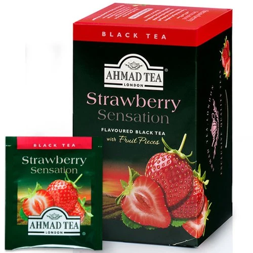 Juodoji arbata Ahmad Strawberry, 20x2g