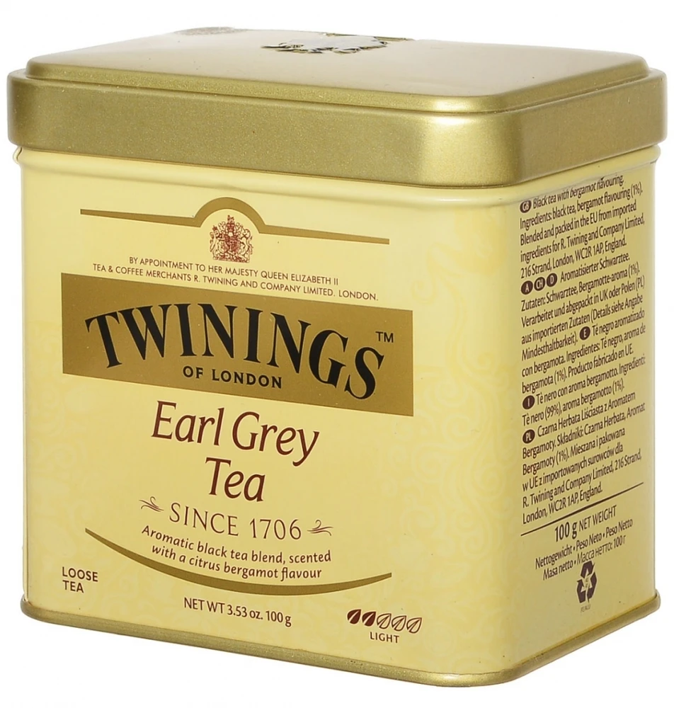 Juodoji arbata TWININGS Earl Pilkas, skardinė, 100 g