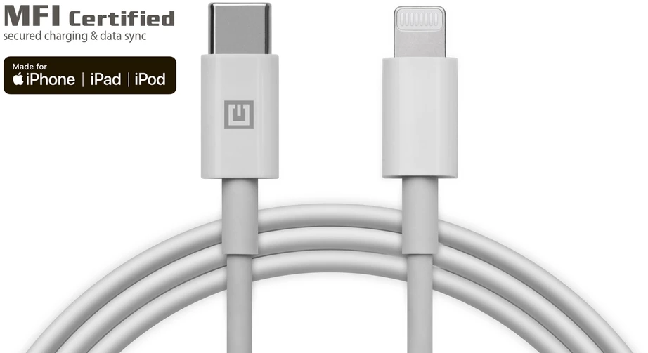 Kabelis REAL-EL MFI PD USB C tipo - Lightning TPE baltas 2m, TPE