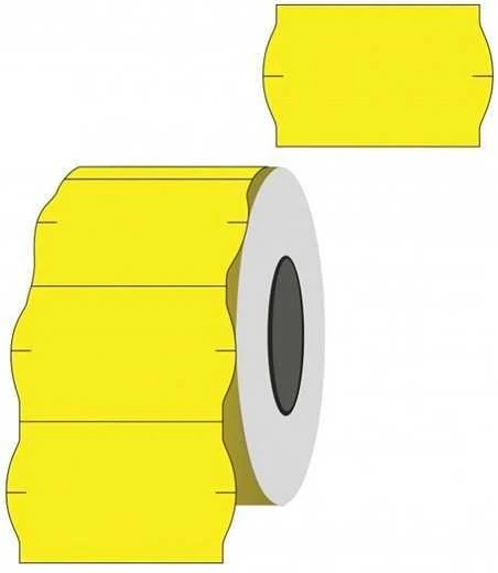 Kainų etiketės 26x16mm, banguotos, 1000vnt, geltonos spalvos