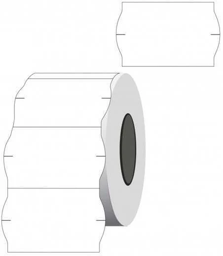 Kainų etiketės 26x16mm, banguotos, 1000vnt, baltos spalvos