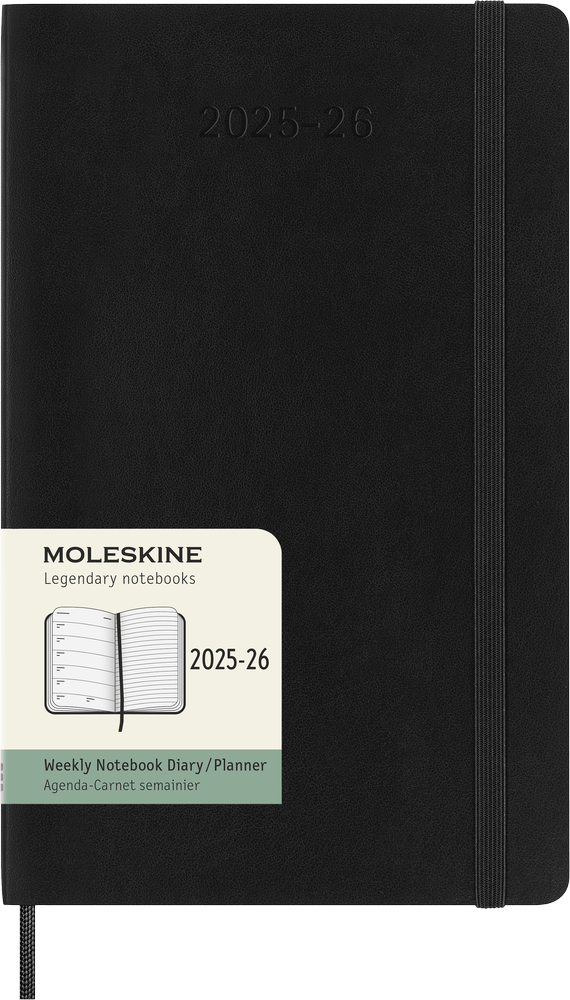 Bookshop Kalendorius-užrašų knygelė Moleskine 18 mėnesių 2025/26 13x21cm, savaitės, minkštas viršelis, juoda spalva