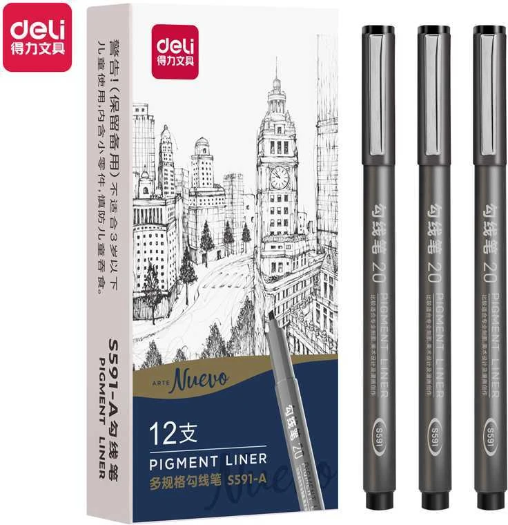 *Kaligrafinis rašiklis, kirstas galiukas DELI Pigment 20 mm juodas