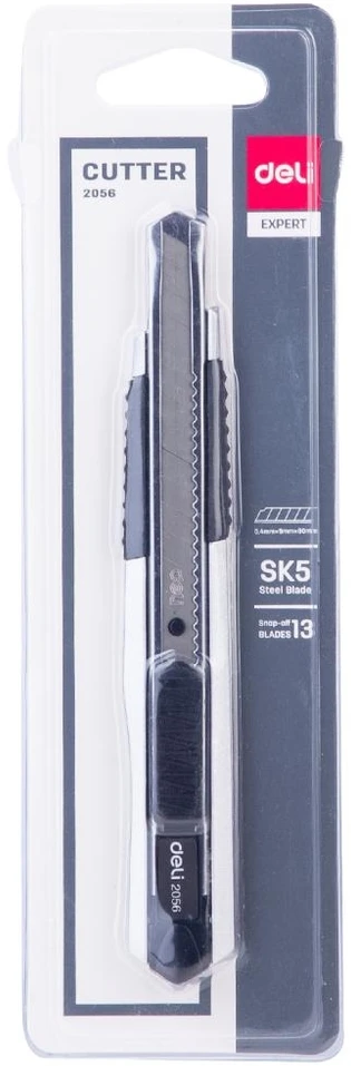 Kanceliarinis peiliukas DELI, 9mm, pagumuota rankena, metalinis