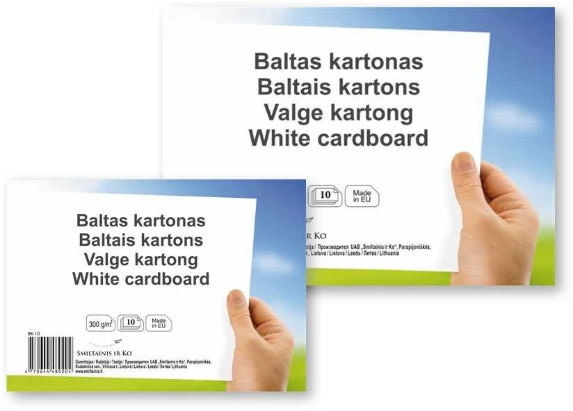Kartonas SMLT, A4, 300g, 10 lapų , baltas