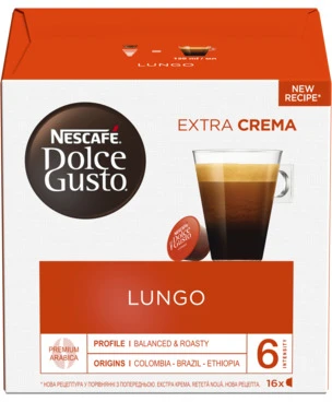 Nescafe Dolce Gusto Lungo Kava, 16 kapsulių dėžutėje