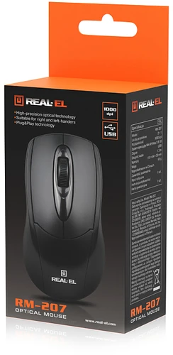 Kompiuterinė pelė REAL-EL RM-207 juodos spalvos