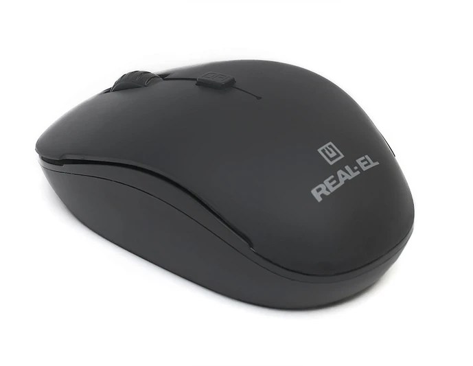Kompiuterinė pelė REAL-EL RM-301 belaidė, juodos spalvos