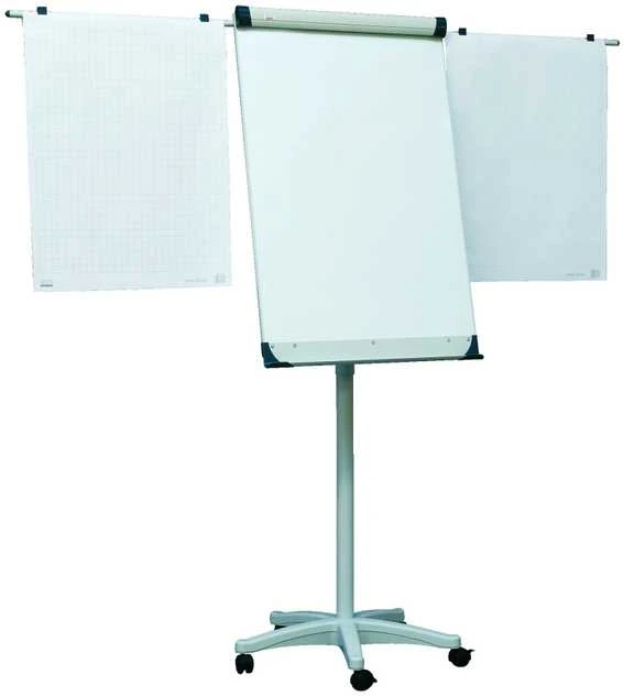 Konferencinis stovas 2×3, Mobilechart TF02, 74x100cm, su ratukais, šoninėmis juostomis, aliuminio rėmu