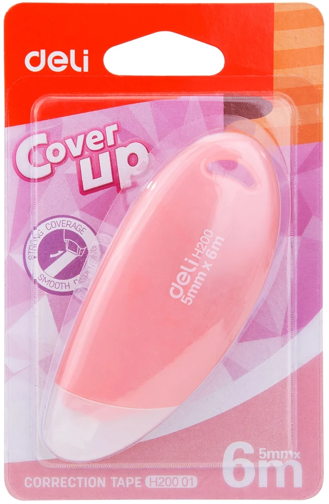 Korektūros juostelė Deli CoverUP, 5mmx6m, įvairių spalvų korpusas