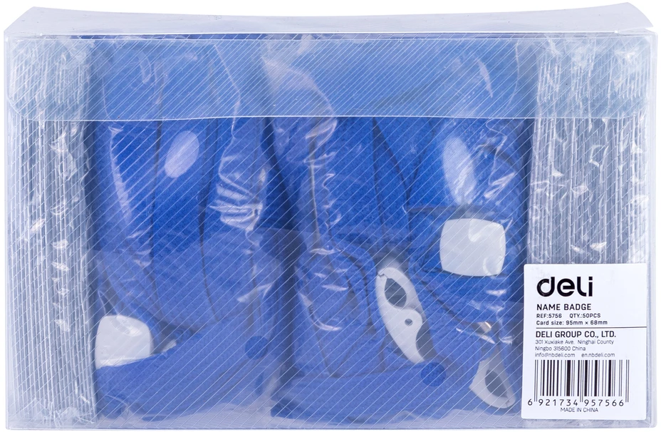 Kortelių laikiklis su raišteliu DELI 95x68mm horizontalus, mėlynos spalvos