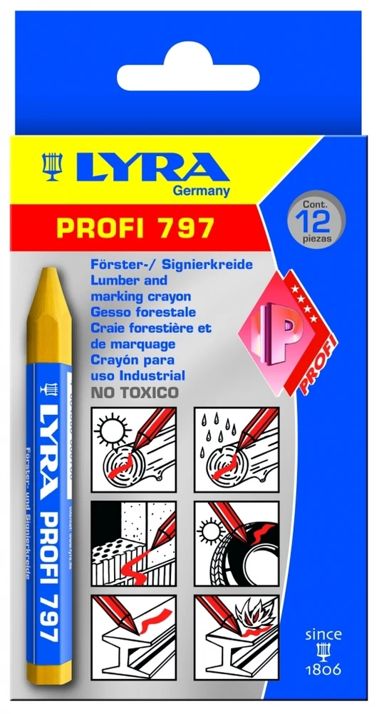 Kreidelė žymėjimui Lyra Profi 797, 12cm, juodos spalvos