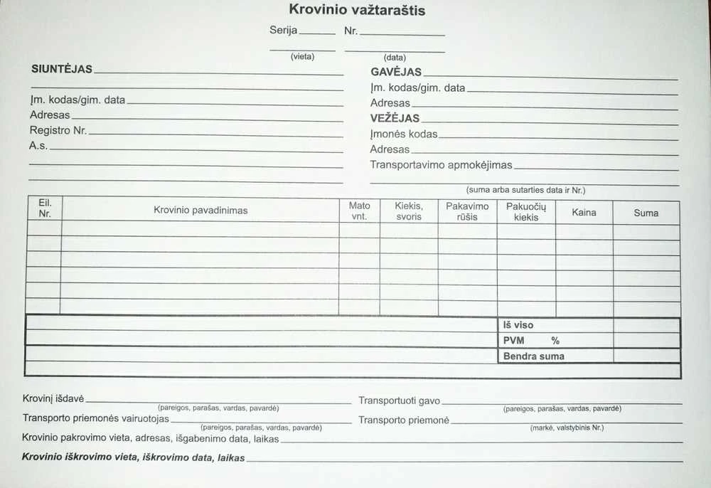 Krovinio važtaraštis, A5x2x50, be numeracijos