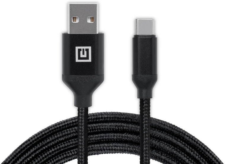 Laidas REAL-EL Premium USB A – C tipo, audinio, juodos spalvos, 2 m, tekstilinis