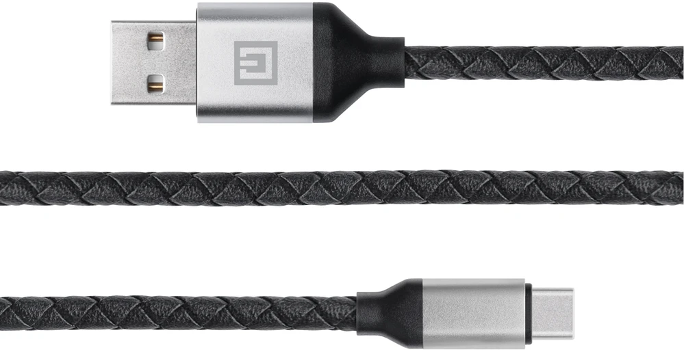 Laidas REAL-EL Premium USB A – C tipo, odinis, juodos spalvos, 1 m, odinis
