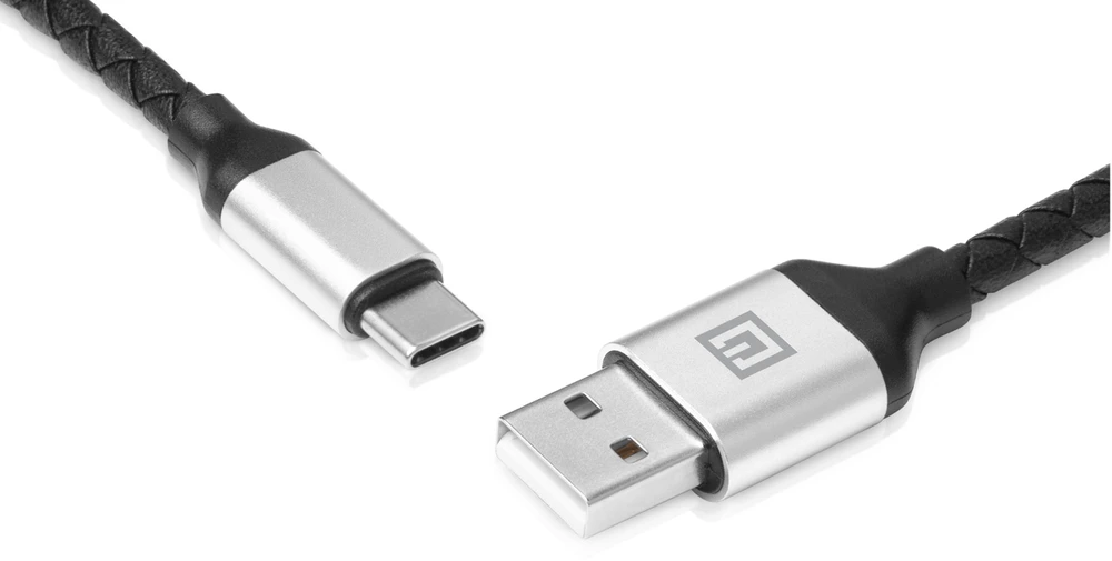 Laidas REAL-EL Premium USB A – C tipo, odinis, juodos spalvos, 1 m, odinis