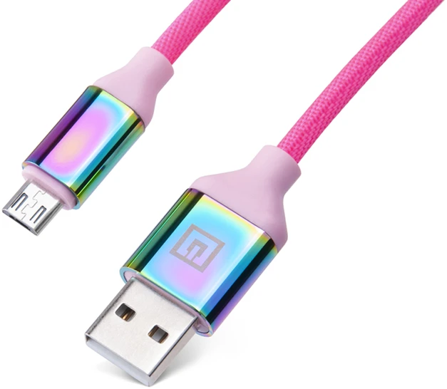 Laidas REAL-EL Premium USB A – Micro USB Rainbow 1m, vaivorykštės spalvos