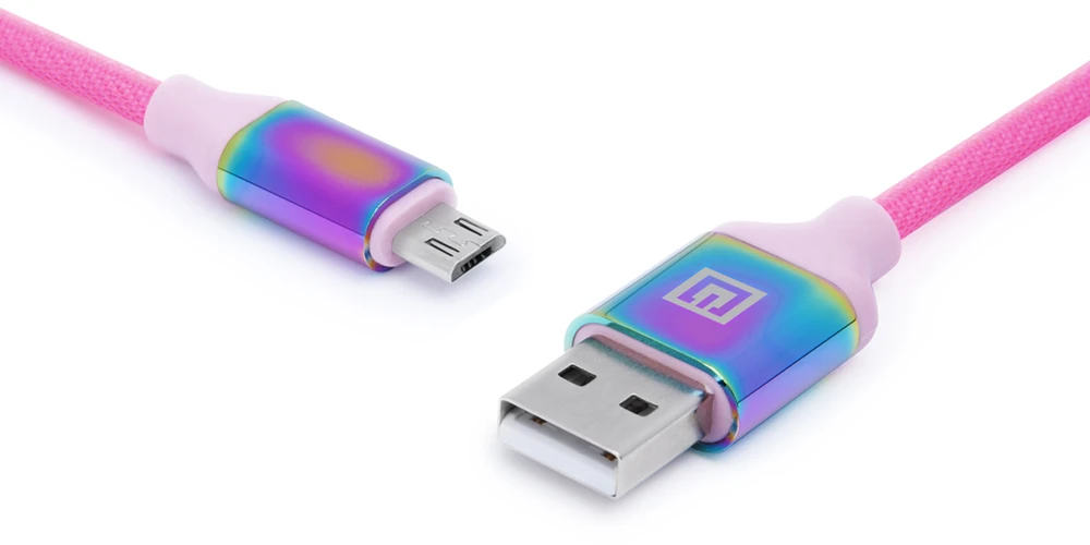 Laidas REAL-EL Premium USB A – Micro USB Rainbow 1m, vaivorykštės spalvos