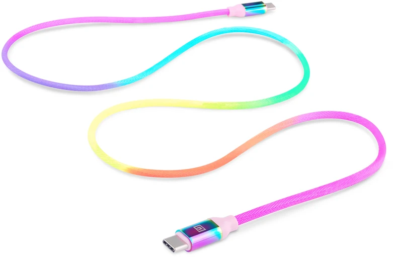 Laidas REAL-EL Premium USB Type-C – Type-C Rainbow 1m, vaivorykštės spalvos